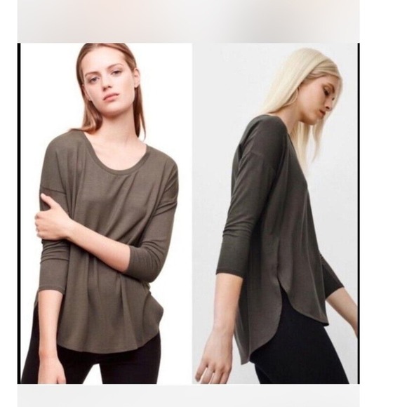 Babaton Womens Top Size S Olive Green 3/4 Sleeve Casual Blouse Tunic - Picture 3 of 6